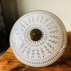 Vintage Mcm Brass 4 Bulb Ceiling Mount Light Fixture Frost Glass Shade Art Deco