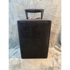 Vintage 1960s Black Leather Bar Travel Case Bottle Carrier Red Interior Barware