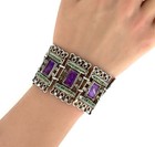 Vintage Matilde Poulat Matl Mexico Sterling Silver Amethyst Turquoise Bracelet