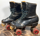 Chicago Hyde Vintage Black Leather Roller Skates 79 Wheel Sz 5 Plate Betty Lytle