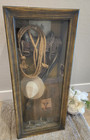 Vintage Western Shadow Box Cowboy Memorabilia Rope Hat Gun   Saddle