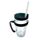 Tervis Tumbler 16 Oz Clear Flexible Straw Black Handle Matching No Spill Lid New