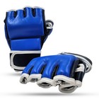 Mma Grappling Gloves Genuine Leather Training Ufc Style Blue Mixed Martial Arts