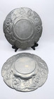 Set 2 Art Nouveau Kayserzinn Pewter Plate 4069 Floral Rim German Jugendstil 1898