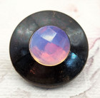 Antique Faceted Opaline Glass In Metal Button   Just Over 1-1 16 