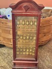 Antique Dollhouse Miniature 1 12 17 Brass Wine Goblets And Cabinet