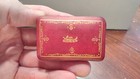 Small Vintage Leather Trinket Jewelry Box With Gold Accents