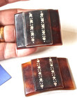 Vintage Art Deco Faux Tortoise Shoe Clips With Rhinestones