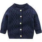 Baby Boys Navy Blue Knit Cardigan Sweater Preppy Button Down Size 3-6 Months 