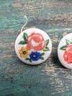 Lot Of 2 Vintage 1930   s Porcelain Hand Painted Rose Buttons