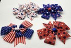 4th Of July Hair Bows Clips For Kids Girls American Flag Hair Bow 4pcs