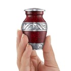 Set Of 4 Cremation Urns For Human Ashes  Silver Red Keepsake With Velvet Case