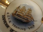 Souvenir Of Connecticut Uscg U S Coast Guard Training Ship Hand Painted Ashtray