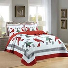 3 Pcs Winter Red Cardinals Christmas Quilt Bedspread Set Soft And Warm Bedding