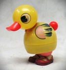 Vintage Prewar Japan Celluloid Duck Wearing Shoes -- Push Down Squeaker