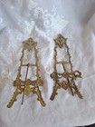 Vintage  Solid Brass  2 Easel Stand Floral Ornate Picture Plate Book Display 10   