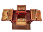 Vintage Wood Sewing Box Handmade Expanding Seven Compartment