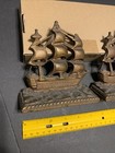 Vintage Solid Heavy Cast Iron Ship Bookends Nautical Decor Sailing