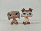 2pcs lot Littlest Pet Shop Figure Lps Dachshund Collie Dog  518 893 Kid Toy