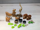  lot Of 15   Antique Mixed Miniature Wood Figures Trinkets India Belgium Animals