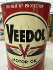 Vintage Veedol Premium Motor Oil Old Metal Can Collectible 5 Quart Tidewater