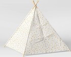 Teepee Tent For Kids Foldable Play Tent Canvas White With Gold Foil Stars Indoor