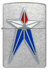 Zippo Red  White   Blue Star Street Chrome Windproof Pocket Lighter  48903