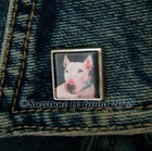 English Bull Terrier Dog Art Lapel Pin Brooch Printed Painting Suzanne Le Good