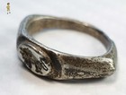     Small Ancient Silver Roman Ring With Incrustation Of A Lion  1st - 3rd Century