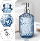 13oz Refillable Glass Soap Dispenser For Hand Soap   Lotion  Blue