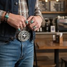 Men Silver Metal Belt Buckle Western Cowboy Texas State Lone Star Biker Jewelry