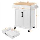 Kitchen Island Trolley Cart With Spice Rack Towel Holder Rolling Storage Cabinet