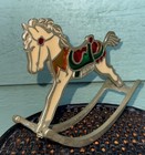 Vintage Brass   Stained Glass Rocking Horse Figurine 6 5  X 5 25  Enesco 1986