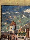 Vintage Petit Point Needlepoint Completed Finished Canvas - Mykonos Greece