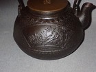 Large Antique Ryubundo Tetsubin Signed Bronze Lid Cast Iron Teapot Water Kettle