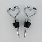 Silver Tone Heart Shaped Metal Wine Bottle Cork Stopper Lot Of Two