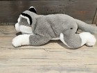 Fao Schwarz Plush Husky Wolf Dog 14  Plush Puppy Grey white Stuffed Toy Laying