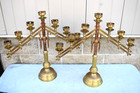 Pair Of Antique 7 Light Candelabra  Adjustable Arms  21 3 4   cu534  Chalice Co 