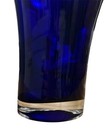 Vintage Cobalt Blue Hand Blown Glass Vase W  Thick Clear  Base Large Flared Top
