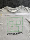 Minecraft Creeper Grey Graphic Print Cotton T-shirt Short Sleeve Size 8 Mojang