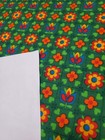 Awesome Rare Vintage Mid Century Retro 70s Grn Colorful Floral Sml Sq Fabric 