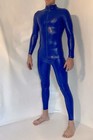 Rubber Latex Catsuit Front Zip 0 4 Mil 100  Latex Rubber Blue
