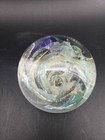 Art Glass Paperweight Dichroic Swirl Clear 3in Signed