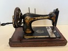 Antique Singer Hand Crank Sewing Machine With Bentwood Wooden Case