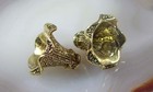 2 Large Antique Gold Pewter Petal Bell Flowers Focal Pendant Cap Beads 18x22mm