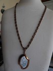 Vintage Copper Enamel Modernist Pendant Necklace