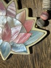 Vintage Lee Sands Lotus Flower Mother Of Pearl Bead Necklace And Earrings Set