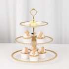Clear Gold 3-tier 14  Round Plastic Cupcake Tower Stand Beaded Rim Party Events