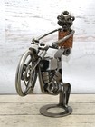 Welded Metal Art Sculpture Nuts Bolts Motorcycle Rider Wheelie Figurine