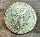 1991 American Eagle 24k Gold Plated 99 9  Silver U s  Dollar Coin 1 Troy Ounce